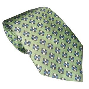 Vineyard Vines Mens Tie Silk Green Linked Hands Custom Handmade 61x3.75” USA
